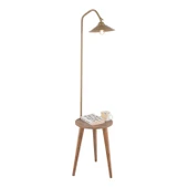 Clifferd Eskitme Başlıklı Ahşap Sehpalı Modern  Ayaklı Abajur Lamba Ahşap Lambader thumbnail 3