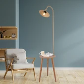 Clifferd Eskitme Başlıklı Ahşap Sehpalı Modern  Ayaklı Abajur Lamba Ahşap Lambader thumbnail 1