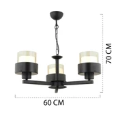 Apliqa Carla 3 Kollu Siyah Modern Genç Odası Mutfak Oturma Odası Retro Salon Avize - 10
