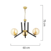 Apliqa Mikel 3 Lü Siyah Eskitme Modern Yatak Odası Mutfak Oturma Odası Retro Salon Avize - 3