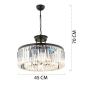 Apliqa Kanvas 3 Parça Kristalli Taşlı Modern Tasarım Kristal Salon Avize-Aplik Seti - 3