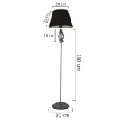 Hefina Siyah Şapkalı Siyah Modern Tasarım Ayaklı Abajur Lamba Metal Lambader thumbnail 5