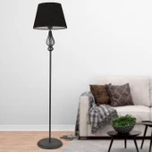 Hefina Siyah Şapkalı Siyah Modern Tasarım Ayaklı Abajur Lamba Metal Lambader thumbnail 1