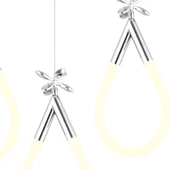Apliqa Vojens 5'li Sıralı Krom Ledli 67 Watt Kelebek Detaylı Modern Koridor, Yatak Odası Salon Sarkıt Led Avize - 3