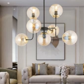 Apliqa Ece 7'li Siyah Gold Modern Plafonyer Genç Odası Yatak Odası Salon Avize thumbnail 1