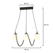 Apliqa Jarry 3Lü Beyaz Camlı Siyah Modern Tasarım Yemek Masası Üstü Salon Avize thumbnail 4