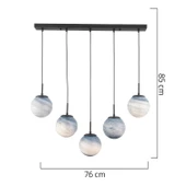 Apliqa EFSER 5Lİ SIRALI AVİZE Modern Oturma Odası Salon Sarkıt Avize thumbnail 5