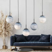 Apliqa EFSER 5Lİ SIRALI AVİZE Modern Oturma Odası Salon Sarkıt Avize thumbnail 1