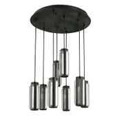 Apliqa Natali 8 Li Yuvarlak Siyah Modern Kristalli, Taşlı Modern Tasarım Kristal Salon Sarkıt Avize thumbnail 7