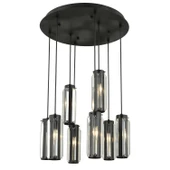 Apliqa Natali 8 Li Yuvarlak Siyah Modern Kristalli, Taşlı Modern Tasarım Kristal Salon Sarkıt Avize thumbnail 6