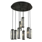 Apliqa Natali 8 Li Yuvarlak Siyah Modern Kristalli, Taşlı Modern Tasarım Kristal Salon Sarkıt Avize thumbnail 3