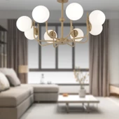 Apliqa Lowel 8'Li Eskitme Beyaz Camlı Modern Koridor Yatak Odası Salon Avize thumbnail 1