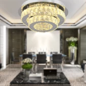 Apliqa Ardenia 2 Katlı Krom 3 Renkli 70 Watt Kristalli Ledli Modern Salon Led Büyük Avize thumbnail 1