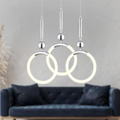 Apliqa Struer 3'lü Yuvarlak Krom Ledli 69 Watt Modern Koridor, Yatak Odası Salon Sarkıt Led Avize - 1