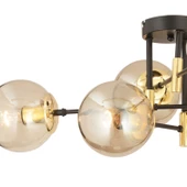 Apliqa Maral 6Lı Siyah Gold  Bal Camlı Modern Genç Odası Yatak Odası Retro Salon Avize thumbnail 7