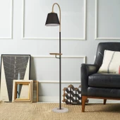 Apliqa Lumina Siyah Şapkalı Eskitme Modern Tasarım Ayaklı Abajur Lamba Metal Lambader - 1