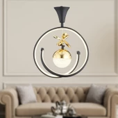 Apliqa Mengü Tekli Siyah Gold 3 Renkli 36 Watt Ledli Modern Oturma Odası, Koridor, Salon Led Avize thumbnail 1