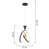 Apliqa Mengü Tekli Siyah Gold 3 Renkli 36 Watt Ledli Modern Oturma Odası, Koridor, Salon Led Avize thumbnail 5