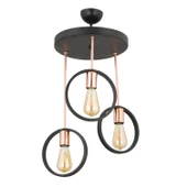 Apliqa Halka 3Lü Yuvarlak Bakır Siyah Modern Koridor Mutfak Salon Retro Avize thumbnail 3