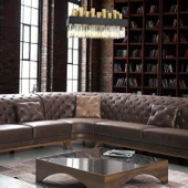 Apliqa Torre Sıralı Eskitme  Kristalli, Taşlı Modern Tasarım Yemek Masası Üstü, Kristal Salon Avize - 7