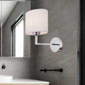 Zadie Tekli Beyaz Şapkalı Krom Duvar Lambası Yatak Odası-yatak Başı-banyo Için Modern Aplik thumbnail 1