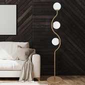 Javed 3'lü Eskitme Metal Kafe Restoran, Salon, Oturma Odası Köşe Lambader thumbnail 1