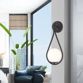 Aplik Mirza Tekli Siyah Beyaz Camlı Modern Duvar Aplik Yatak Başı Salon Aplik thumbnail 1