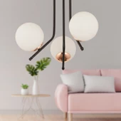 Apliqa Nida 3Lü Siyah Bakır Modern Mutfak Yatak Odası Retro Salon Avize thumbnail 1