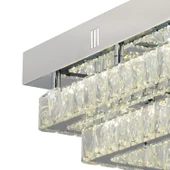 Apliqa Modina 2 Katlı Krom Ledli 3 Renkli 70 Watt Kristalli Taşlı Modern Tasarım Led  Kristal Salon Avize - 4