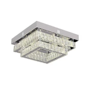 Apliqa Modina 2 Katlı Krom Ledli 3 Renkli 70 Watt Kristalli Taşlı Modern Tasarım Led  Kristal Salon Avize - 3
