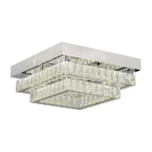 Apliqa Modina 2 Katlı Krom Ledli 3 Renkli 70 Watt Kristalli Taşlı Modern Tasarım Led  Kristal Salon Avize - 2