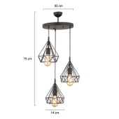 Apliqa Bien 3Lü Yuvarlak Siyah Modern Sarkıt Mutfak Yatak odası Salon Sarkıt Avize - 5