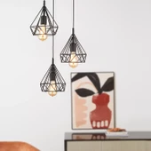 Apliqa Bien 3Lü Yuvarlak Siyah Modern Sarkıt Mutfak Yatak odası Salon Sarkıt Avize - 1