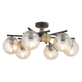 Apliqa Peyda 6'lı Siyah Eskitme Bal Camlı Modern Koridor Yatak Odası Salon Avize thumbnail 2