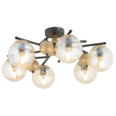 Apliqa Peyda 6'lı Siyah Eskitme Bal Camlı Modern Koridor Yatak Odası Salon Avize thumbnail 3