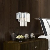 Nilüfer Krom Kristal Taşlı Duvar Lambası Yatak Odası-Yatak Başı-Salon için Aplik thumbnail 1