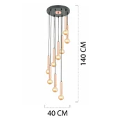 Elisa 9Lu Sarkıt Bakır Sarkıt Modern Genç Odası Mutfak Salon Sarkıt Avize thumbnail 3