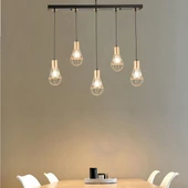 Ciri 5 Li Sıralı Gold Kaplama Tel Sarkıt Modern Genç Odası Mutfak Oturma Odası Salon Sarkıt Avize thumbnail 2