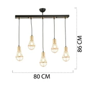 Ciri 5 Li Sıralı Gold Kaplama Tel Sarkıt Modern Genç Odası Mutfak Oturma Odası Salon Sarkıt Avize thumbnail 7