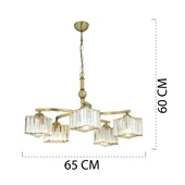 Apliqa Rima 5 Kollu Eskitme Kristalli Taşlı Modern Tasarım Salon-Yatak Odası Kristal Salon Avize thumbnail 10