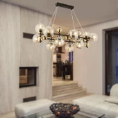 Apliqa Lorento 12Li Dikdörtgen Gold Modern Cafe,Restoran için Uygun Retro Salon Avize - 1