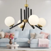 Apliqa Morgan 4 Lü Eskitme Siyah Modern Yatak Odası Mutfak Oturma Odası Salon Avize - 2