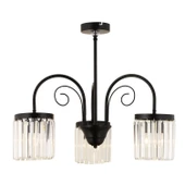 Apliqa Matias 3Lü Siyah Kristalli, Taşlı Modern Tasarım Kristal Salon Avize thumbnail 4