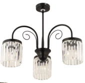 Apliqa Matias 3Lü Siyah Kristalli, Taşlı Modern Tasarım Kristal Salon Avize thumbnail 6