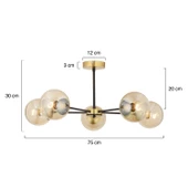 Apliqa Nide 5Li Siyah Eskitme Bal Camlı Modern Genç Odası Yatak Odası Retro Salon Avize thumbnail 10