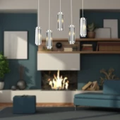 Apliqa NATALİ 5Lİ SIRALI KROM SARKIT SALON- YEMEK MASASI AVİZE thumbnail 2