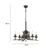 Apliqa Erza 6Lı Siyah Modern Sarkıt Yatak odası Retro Salon Avize thumbnail 5