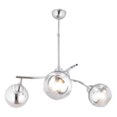 Apliqa Abbey 3'lü Krom Rengi Krom Camlı Yuvarlak Modern Oturma Odası Spot Salon Avize thumbnail 3