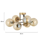 Apliqa Maral 6Lı Siyah Eskitme Bal Camlı Modern Genç Odası Yatak Odası Retro Salon Avize thumbnail 8