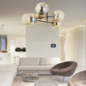 Apliqa Maral 6Lı Siyah Eskitme Bal Camlı Modern Genç Odası Yatak Odası Retro Salon Avize thumbnail 5